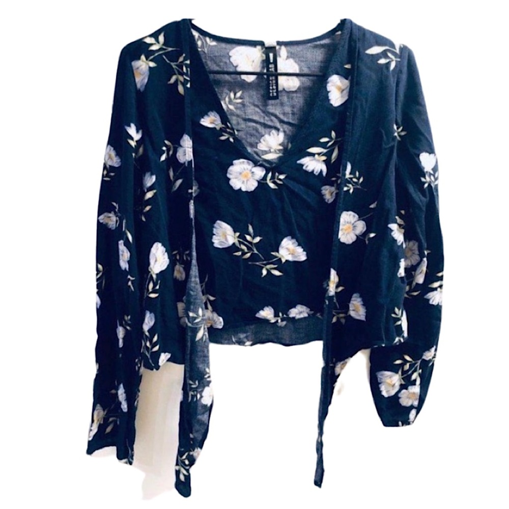 Floral Crop Top with a Tie Front